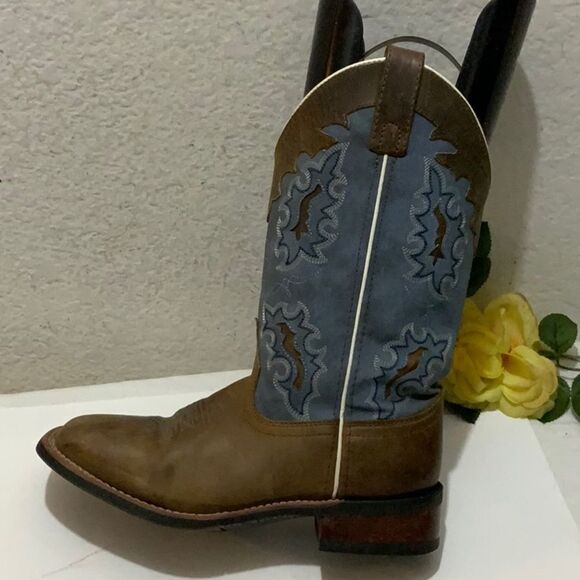 Laredo Western Brown Embroidered Cowboys Boots Women’s 7M - Picture 1 of 14